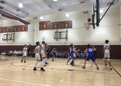 Students from Hebrew Academy of Long Beach play basketball against students from Magen David Yeshiva